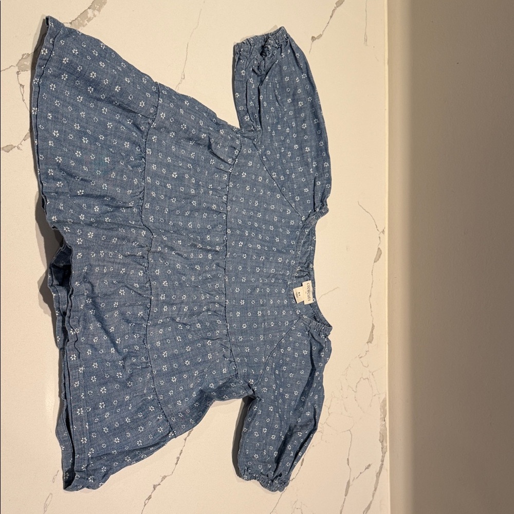 Crewcuts Girls Denim Blue Floral Shirt